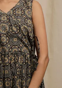 Blue Angrakha Ajrakh Print Gathered and Flared Kurta image 5