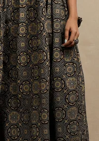 Blue Angrakha Ajrakh Print Gathered and Flared Kurta image 6