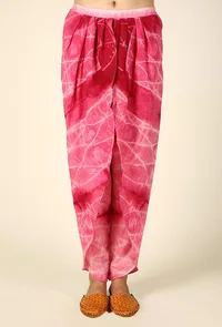 Pink & White clamp dyed dhoti image 2