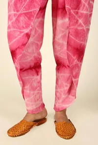 Pink & White clamp dyed dhoti image 5