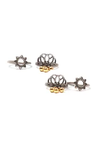 Set of 4: Ama Silver Brass Toering image 2