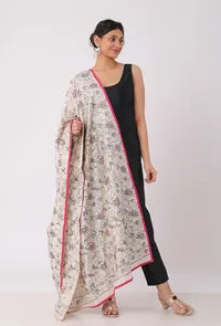 Lekha hand embriodered kantha silk dupatta image 3