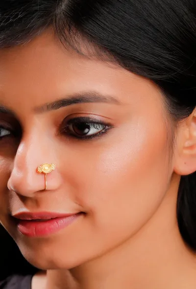 Intricate Brass Circular motif Nose Pin