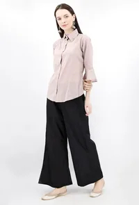 Lilac Button Down Shirt In Cotton Slub image 3