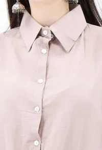 Lilac Button Down Shirt In Cotton Slub image 6