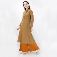 Set of Brown Pure Cotton Kurta And Palazzo image 2