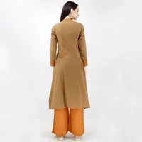 Set of Brown Pure Cotton Kurta And Palazzo image 4