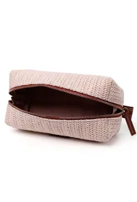 Frost White Sleek Rafia Weave Pouch Bag image 5