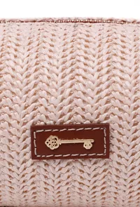 Frost White Sleek Rafia Weave Pouch Bag image 6