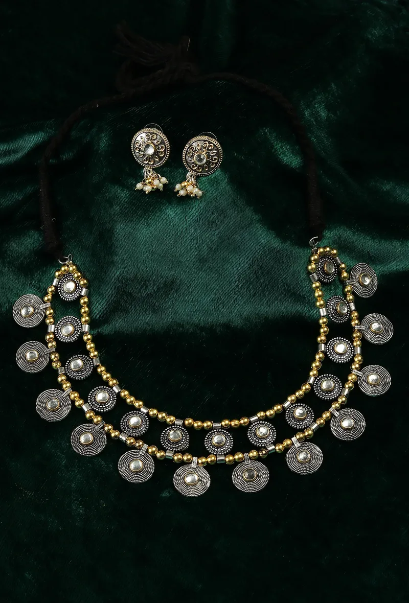 Zeenat Royale Oxidised Coin Necklace Set