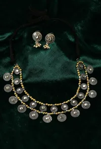 Zeenat Royale Oxidised Coin Necklace Set image 1