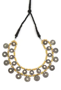 Zeenat Royale Oxidised Coin Necklace Set image 3