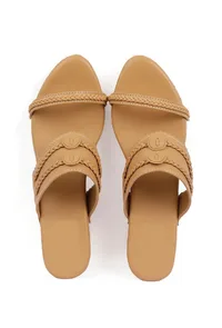 Tortilla Brown Wooden Carved Braided Wedges image 2