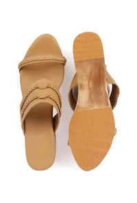 Tortilla Brown Wooden Carved Braided Wedges image 3