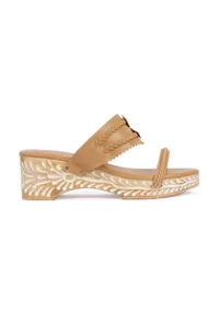 Tortilla Brown Wooden Carved Braided Wedges image 5