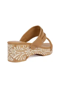 Tortilla Brown Wooden Carved Braided Wedges image 6
