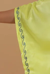 Aari Embroidered Yellow Kashmiri Satin Kaftan- Free Size image 6