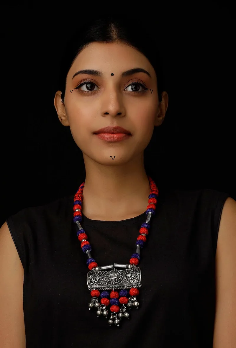 Narangi Orange and Purple Tribal Necklace