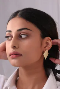 Triangle Brass Earrings image 1