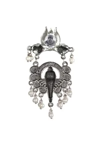 Ganpati Studs Studded with White Stones Dangler Earrings image 4