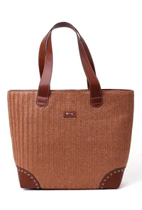 Tortilla Rafia Weave Brown Tote Bag image 2