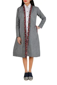 Grey Cotton Ajrakh Overlay image 2