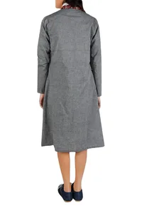 Grey Cotton Ajrakh Overlay image 4