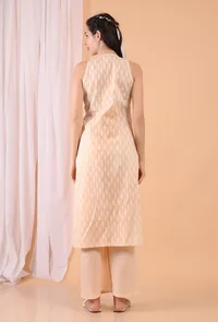 Peach Pintuck Cotton Kurta image 4