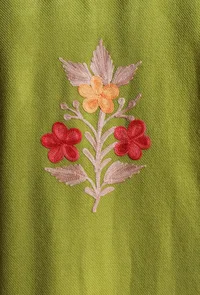 Light Olive Green Aari Embroidered Kashmiri Phiran-Free Size image 5