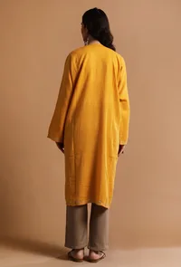 Cadmium Orange Kashmiri Sozni Embroidery Phiran-Free Size image 4