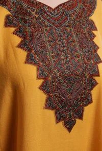 Cadmium Orange Kashmiri Sozni Embroidery Phiran-Free Size image 5