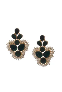 Pine Green Gold Stone Pearl Earrings image 2