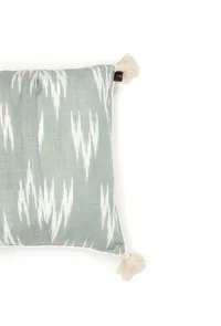 Set of 2: Slate Blue Ikat Cotton Cushion Covers image 5
