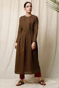 Mehendi Cotton Slub Kurta image 1