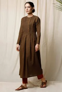 Mehendi Cotton Slub Kurta image 3