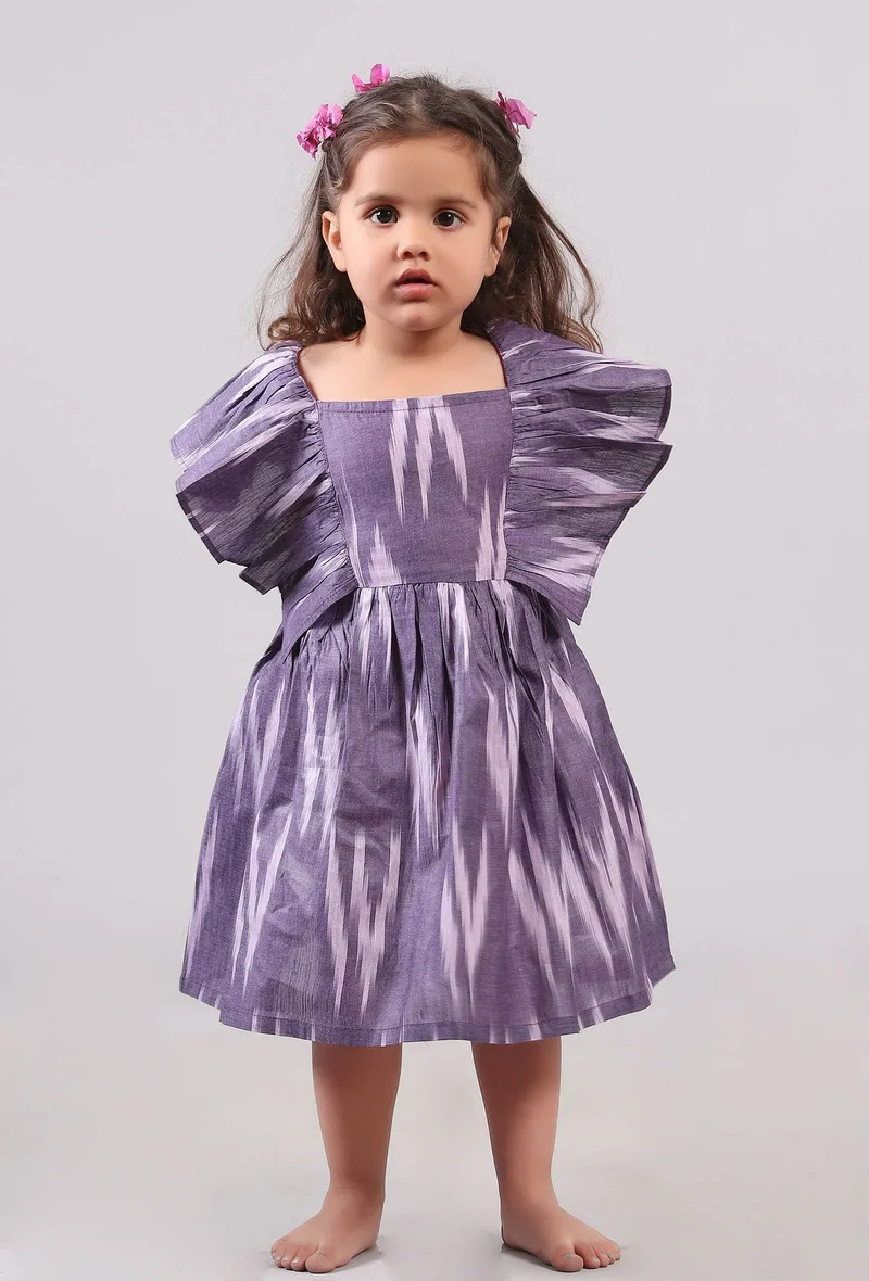 Violet Ikat Gathered Kurta