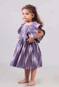 Violet Ikat Gathered Kurta image 3