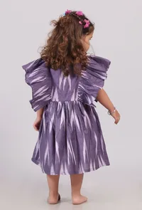 Violet Ikat Gathered Kurta image 4