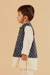 Amey Indigo Ajrakh Print Cotton Nehru Jacket image 2