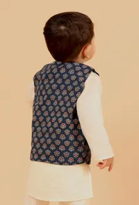 Amey Indigo Ajrakh Print Cotton Nehru Jacket image 3
