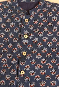 Amey Indigo Ajrakh Print Cotton Nehru Jacket image 4