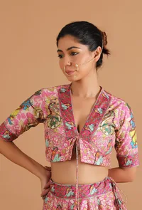 Set Of 3: Anika Allover Kalamkari Lehanga Set With Sheer Organza Dupatta image 6