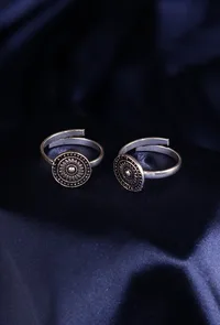 Mandala Pattern German Silver Adjustable Toe Ring image 1