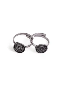 Mandala Pattern German Silver Adjustable Toe Ring image 2