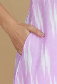Lavender Ikat Sleeveless Cotton Kurta image 6