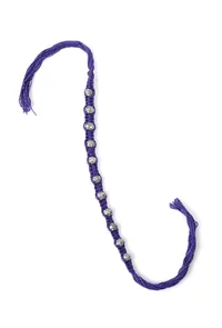 Set Of 2: Maryam Purple Thread & Antique Plated Brass Beaded Anklets image 3