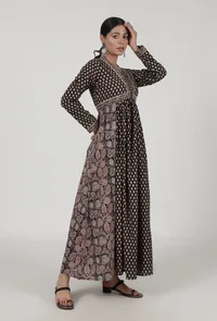 Ajrakh Print Black Cotton Dress image 2