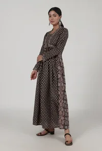 Ajrakh Print Black Cotton Dress image 3