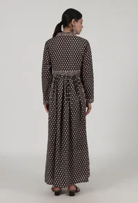 Ajrakh Print Black Cotton Dress image 4