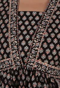 Ajrakh Print Black Cotton Dress image 5